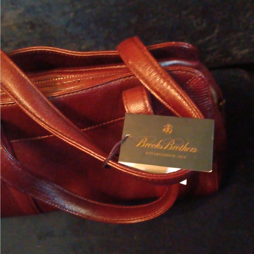 Brooks Brothers Deep Red Leather Shoulder Bag
